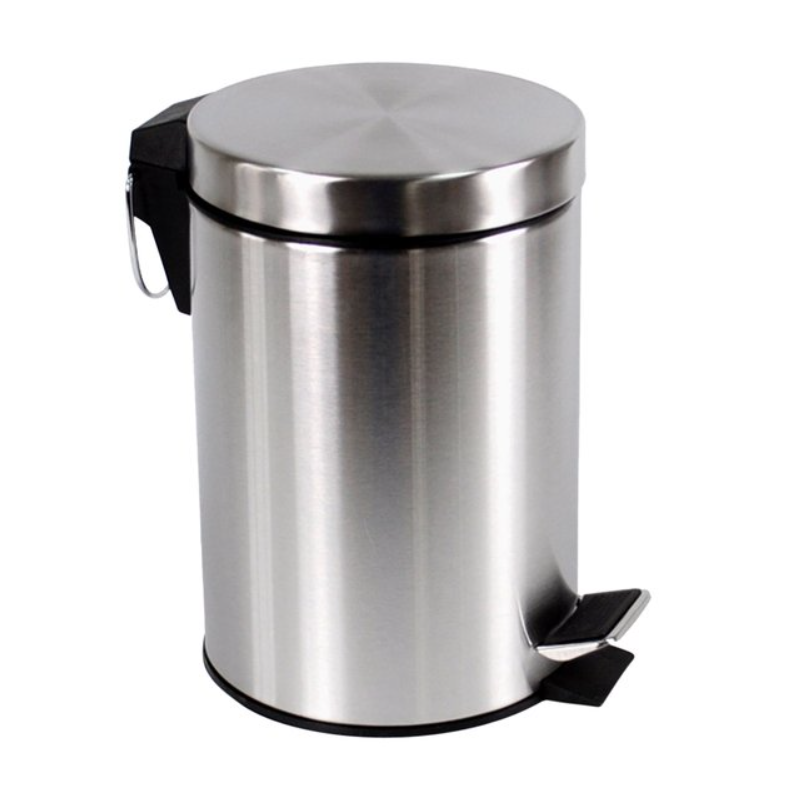 BRASQ Poubelle à pédale - 20L - acier inoxydable - Argent - 28,9 x 28,9 x 44 cm