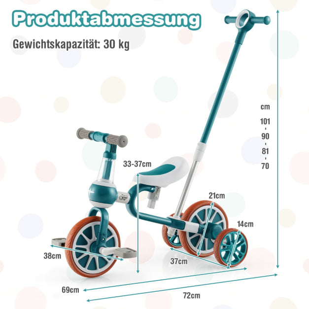 Vélo enfant - Coast - 4 en 1 - réglable - 37 x 72 x 101cm - vert