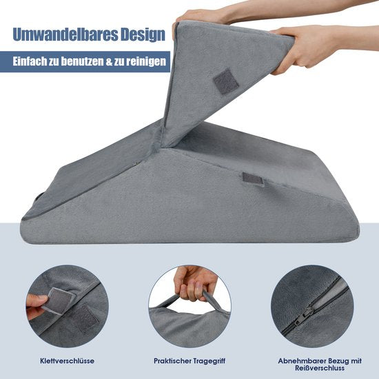 COSTWAY : oreiller triangulaire, coussin de lecture, coussin de dos, coussin pour les jambes, housse en mousse à mémoire de forme, lavable, coussin anti-reflux, pour adultes, coussin d'assise pour lit, ergonomique, coussins Venus, coussin de détente pour
