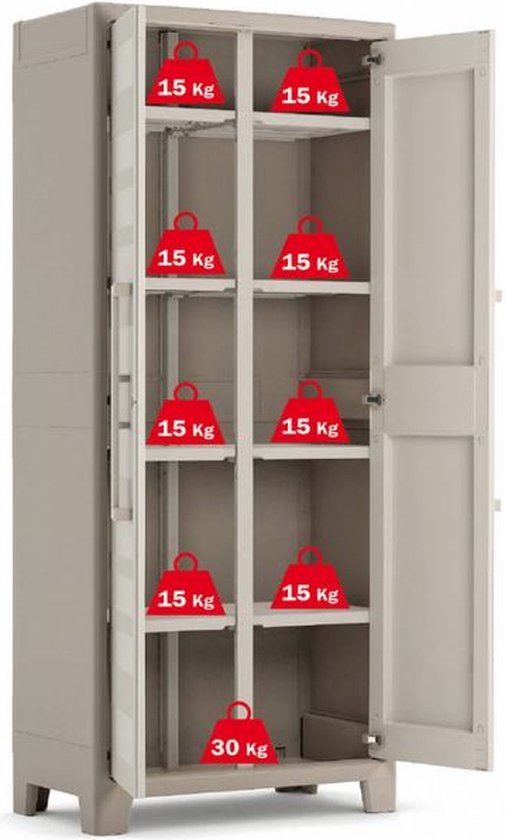 Keter Gulliver Tall Cabinet - 8 demi-étagères - 80x44x182cm - Sand/Beige
