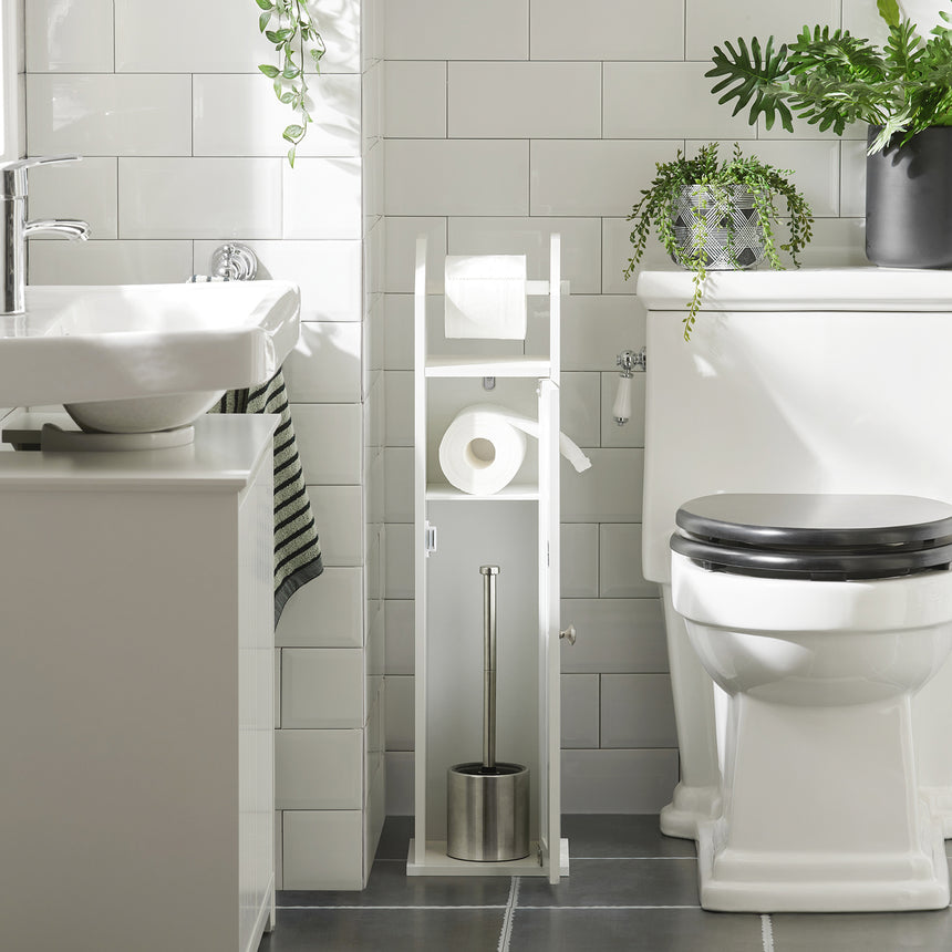 SoBuy Porte-rouleau de papier hygiénique - Pose libre - Blanc - L20 x L18 x H 78 cm