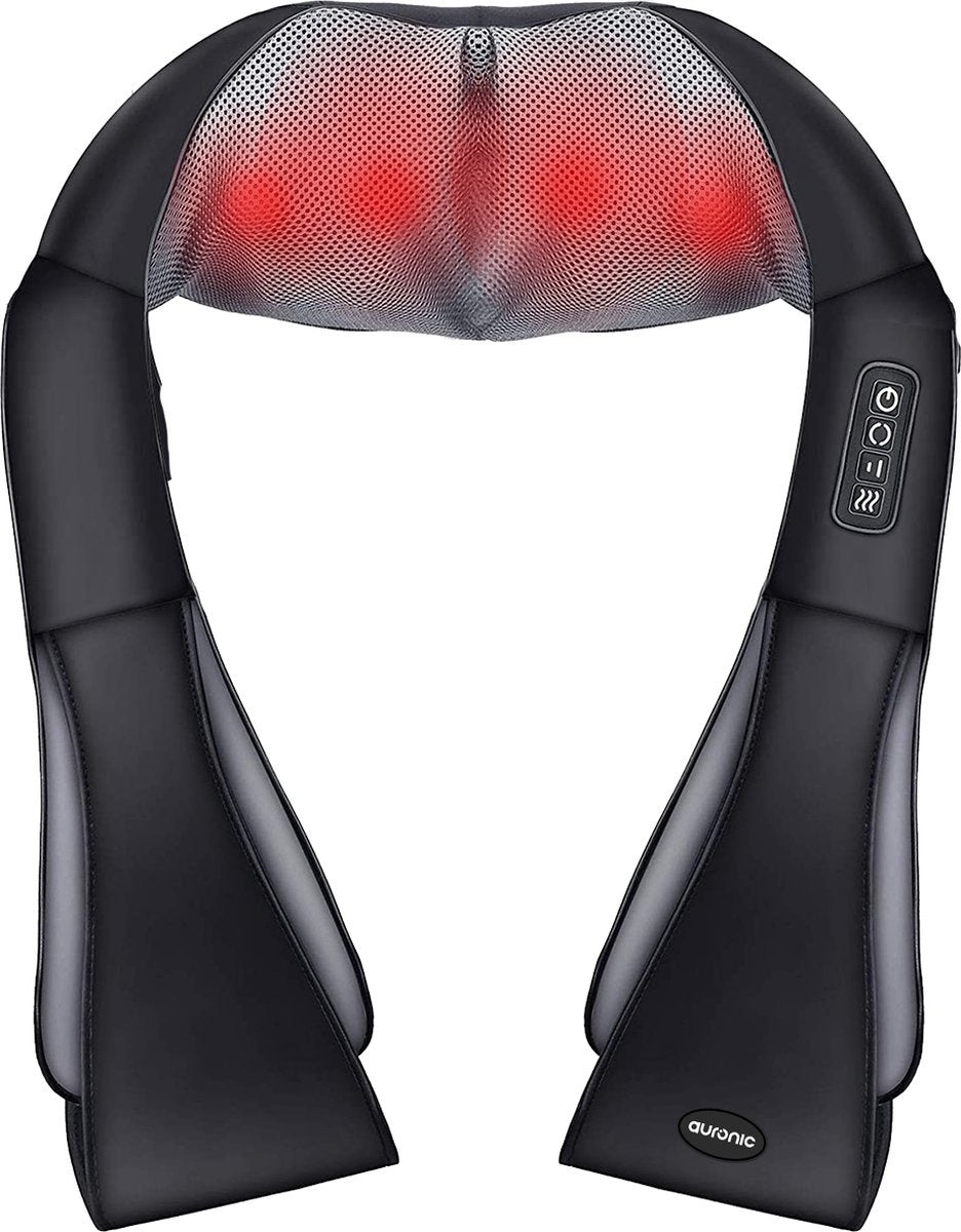 Coussin de massage Shiatsu, Auronic, Appareil de massage électrique, Infrarouge, Noir