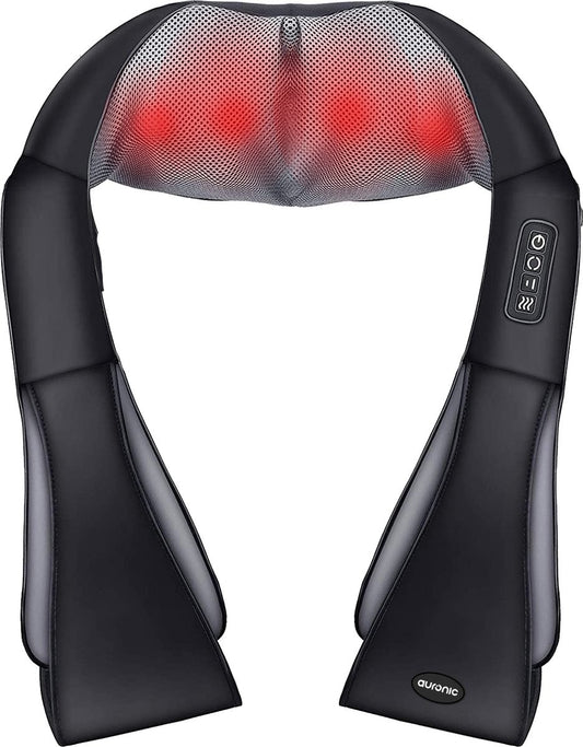 Coussin de massage Shiatsu, Auronic, Appareil de massage électrique, Infrarouge, Noir