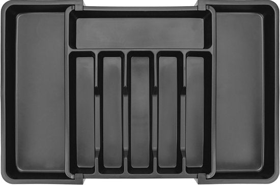 Loti Living Range-couverts - Organisateur coulissant pour tiroir à couverts - Plastique - Noir - Réglable de 33,3 à 56,7 cm de large - 38 cm de profondeur