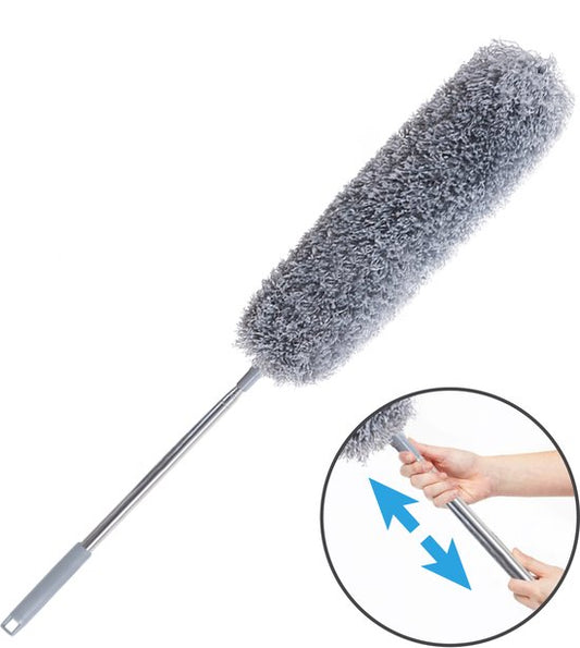 TTD® Pelle à poussière extensible - Rage Ball avec manche télescopique - jusqu'à 135 cm - lavable - microfibre - tête inclinable jusqu'à 90 degrés - avec crochet de suspension