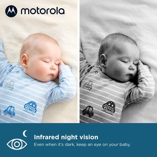 Motorola Babyphone avec écran divisé de 5 pouces et 2 caméras - Vision nocturne - Microphone intégré