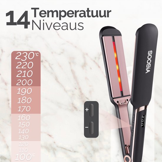 Soosia Infrared Styler - Lisseur infrarouge à plaques extra larges 5 cm - Technologie infrarouge - Pour des cheveux lisses et brillants