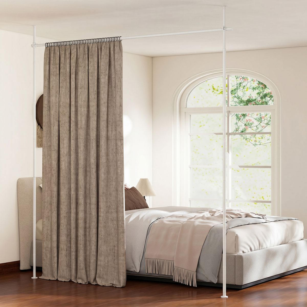 Tringle à rideaux Coast pour paravent - sans perçage - réglable 120-314 x 73-183 cm - blanche