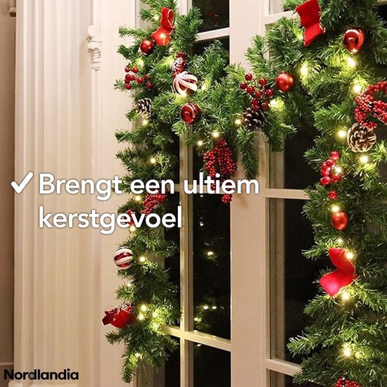 Nordlandia Guirlande Avec Lumières - Timer - Décoration de Noël - 500CM - Guirlande de Noël - Décoration de Noël - 100 LED - Batterie