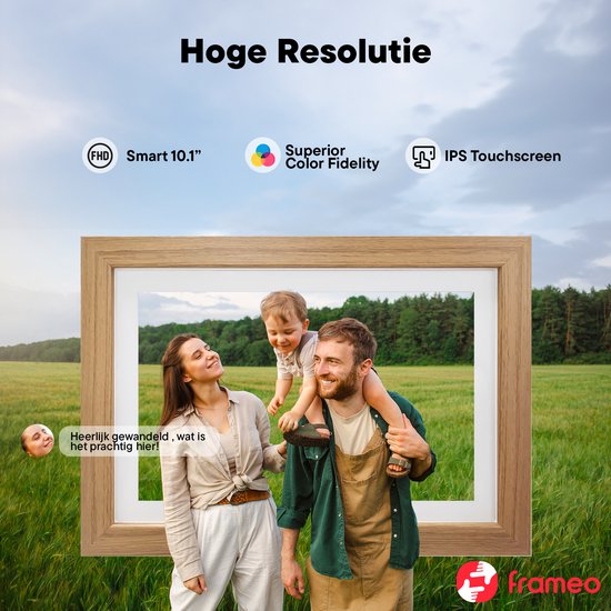 Denver - Cadre photo numérique - 10,1 pouces - HD - App Frameo - WiFi - écran tactile IPS - 16 Go - bois