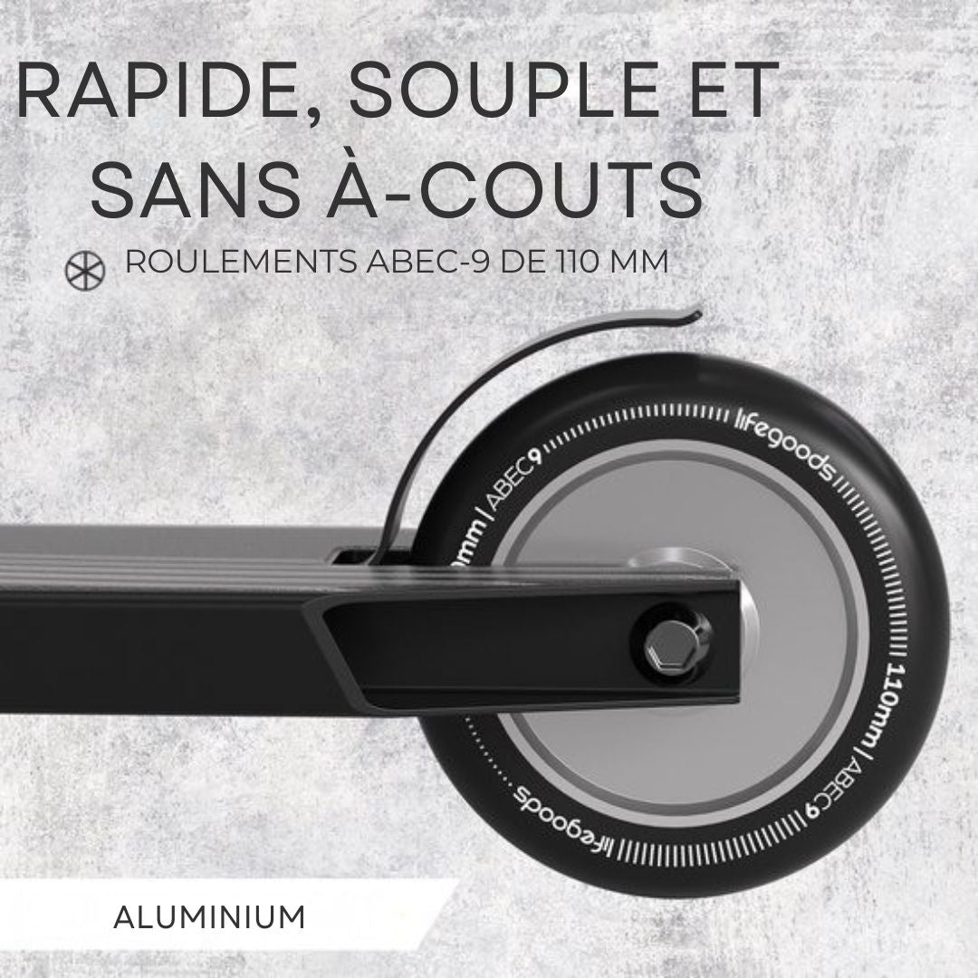 Trottinette - LifeGoods Stuntstep Pro X - T-bar - HIC - Garçons/Filles - 110mm - 100KG - Noir