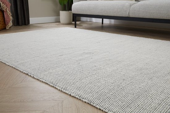 Lifa Living Tapis - Laine et coton - Tissé - 160x230 cm - Design scandinave - Noir/Blanc