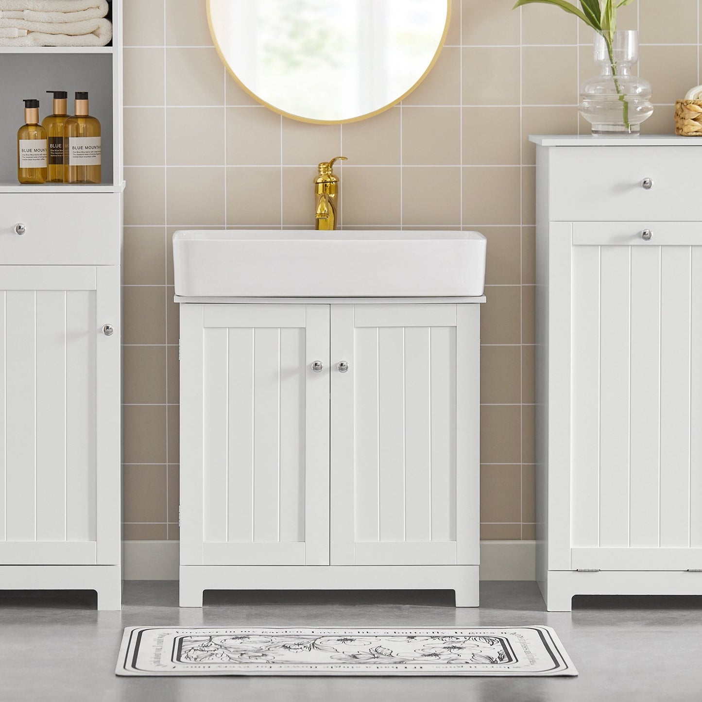 SoBuy Meuble bas pour évier - 2 portes - 60 x 60 x 29 cm - Blanc