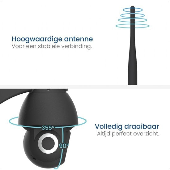 Gologi - Caméra extérieure supérieure avec vision nocturne - Caméra de sécurité - 3MP - Avec Wifi et App - Noir