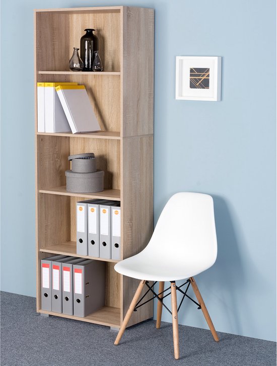 Bibliothèque Vela - 5 compartiments - chêne - 190cm