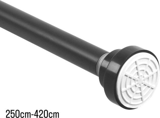 Tringle à rideaux sans perçage - 250 à 420 cm - Tringle à rideaux de douche télescopique - 400 cm - Tringle à pince télescopique - Métal noir