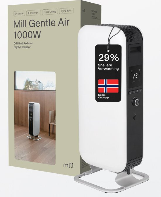 Mill AB-H1000DN - Radiateur à huile design - jusqu'à 16 m² - ne dessèche pas l'air - silencieux - blanc - garantie de 5 ans