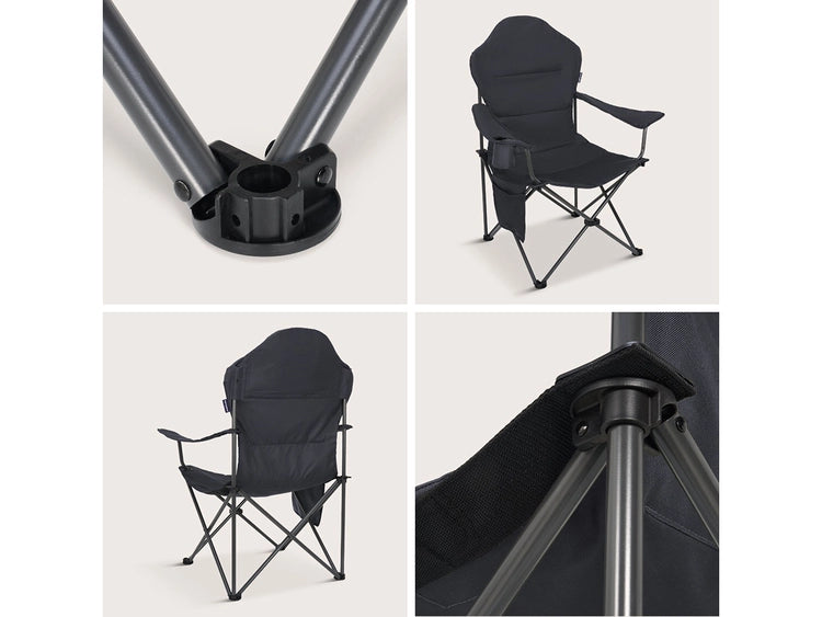 TRVLMORE Chaise de camping XXL - pliable - capacité de charge 160KG - sac de transport inclus - chaise pliante - chaise de pêche - chaise de camping - chaise pliante - gris
