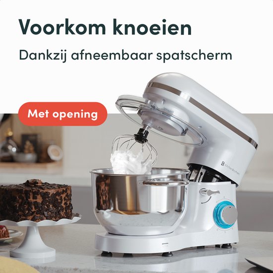 KitchenBrothers Robot de cuisine - Robot de cuisine - 6.2L - Mixeur avec bol de mixage - Mixeur de cuisine - 2000W - Blanc nacré