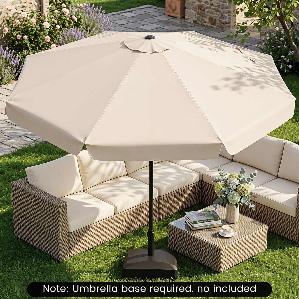 Parasol Coast inclinable - 3 mètres de diamètre - mât métallique - beige