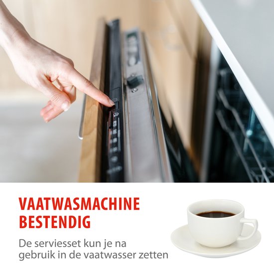 Service de table Alpina pour 8 personnes - Service en faïence 40 pièces - Ensemble comprenant des assiettes de petit-déjeuner, des assiettes plates, des bols, des tasses et des soucoupes - Service de table compatible avec le lave-vaisselle et le micro-ond
