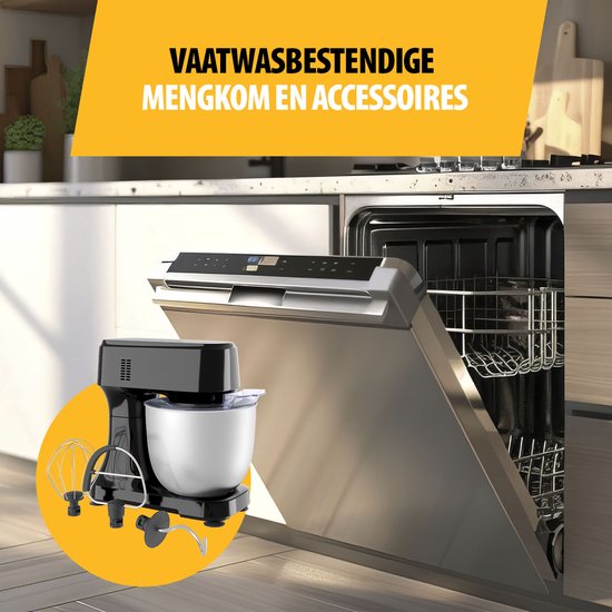 Robot de cuisine Tristar 800 W - Capacité de 4,5 L - Bol en acier inoxydable - 12 programmes - Noir