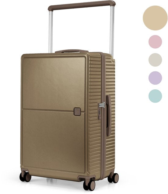 Skycases City Walker - Grande valise de voyage 94L - Légère et résistante - Roues pivotantes à 360° - Serrure TSA originale - Housse de protection et pochette humide incluses - 76 x 52 x 29 cm - Champagne