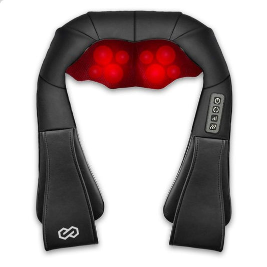 Coussin de massage Shiatsu - Infinity Goods- Appareil électrique pour le cou et le dos - Fonction de chaleur avec infrarouge - 8 têtes de massage réglables  - Noir