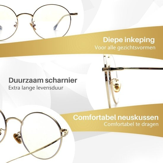 LC Eyewear Lunettes d'ordinateur - Lunettes à lumière bleue - Lunettes d'affichage - Métal - Unisexe - Or