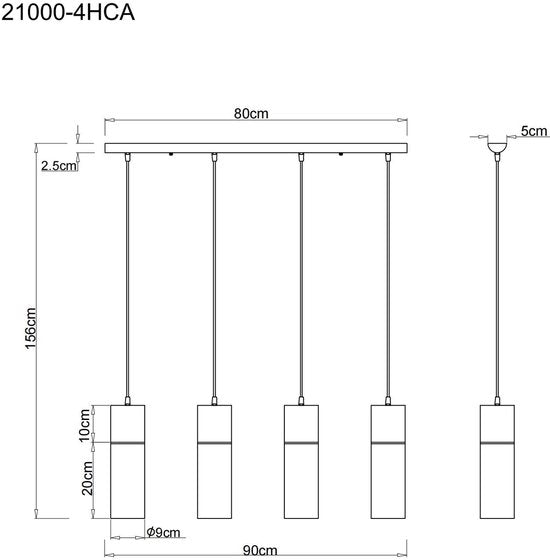 Globo - suspension - ANNIKA - marron - verre - grande lampe de table à manger - E27 - 21000-4HCA