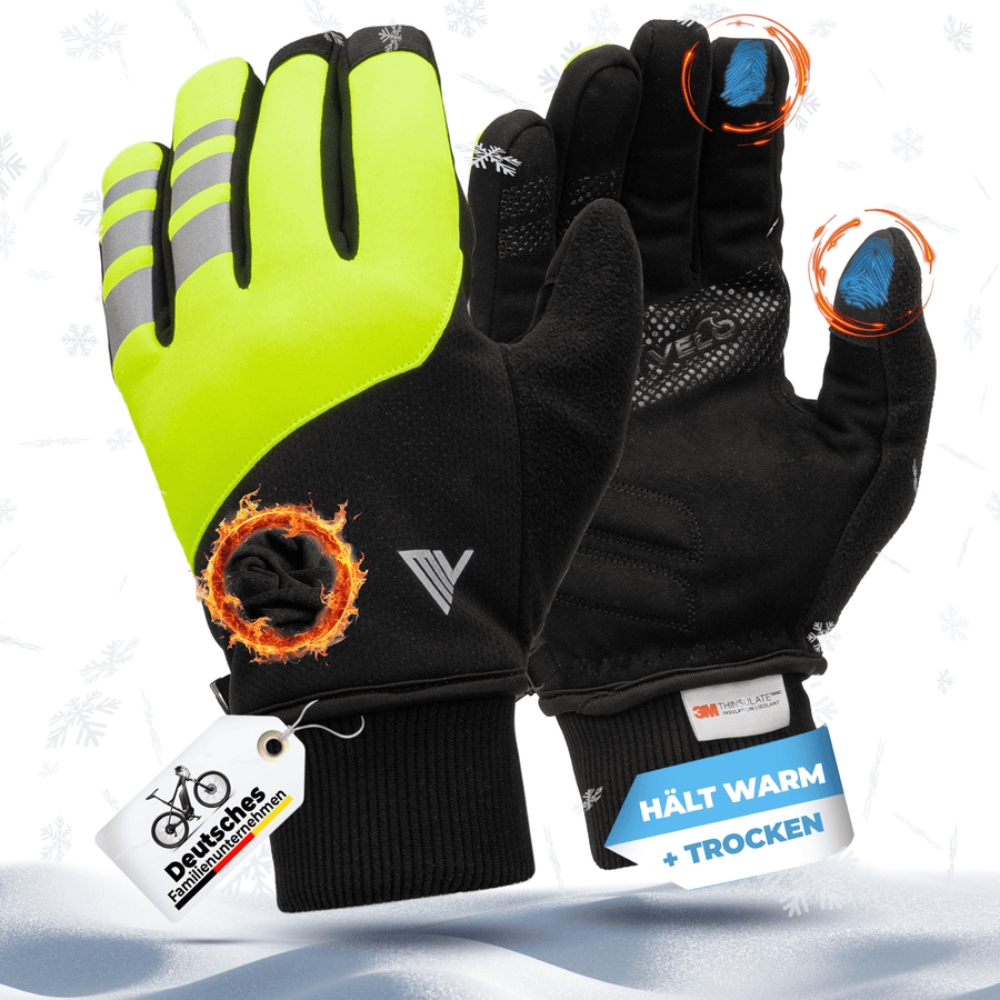 MIVELO THERMO-FIT Gants d'hiver - Polaire thermique & 3M Thinsulate - Jaune - Unisexe - Taille L