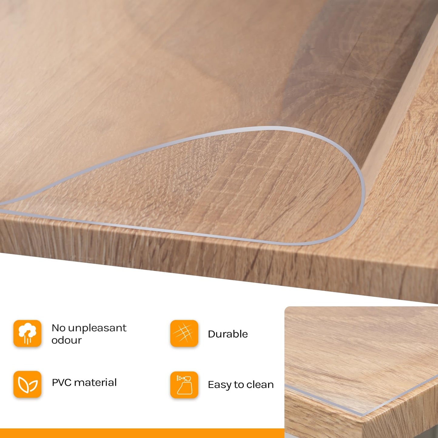 Protection de table WOLTU - PVC - Transparent - Brillant - 1 mm - 90 x 160 cm - Imperméable