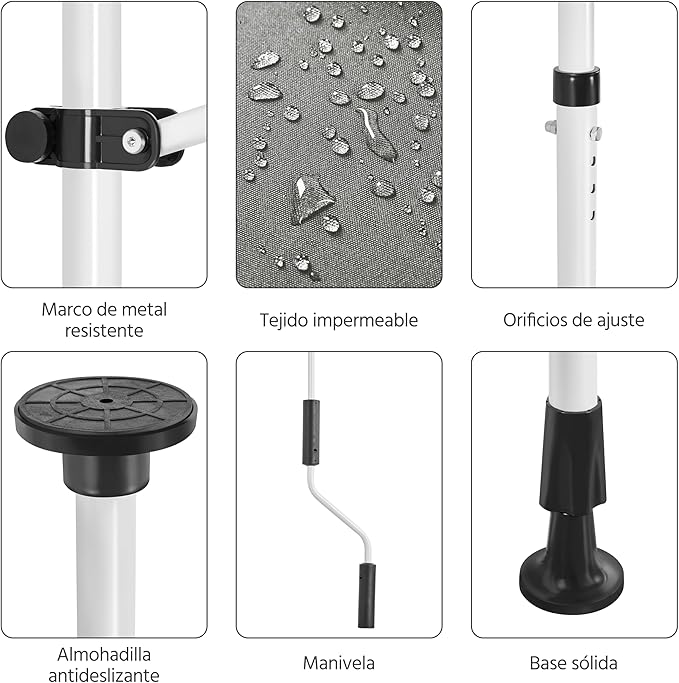Store extensible Yaheetech 300 cm - Gris clair - Store réglable sans perçage pour balcon et terrasse