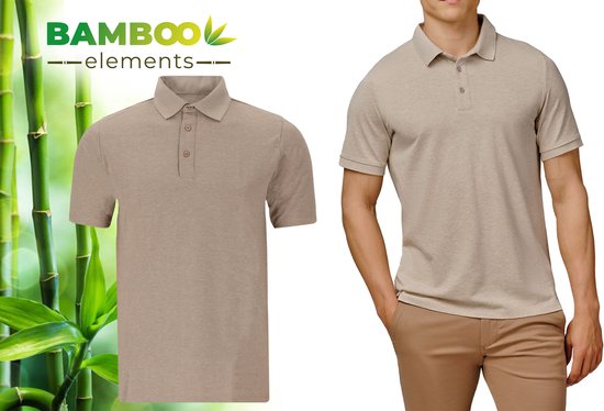 Bamboo Elements - Polo pour homme - Beige sable foncé - Taille M - Polo pour homme - Manches courtes - Tissu piqué - T-shirt pour homme - Bambou