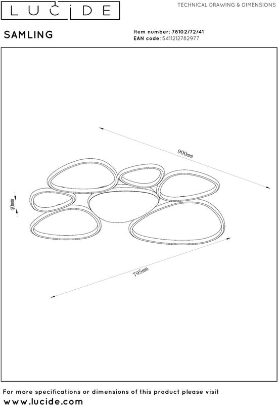 Lucide SAMLING - Plafonnier - LED à intensité variable - CCT - 1x72 W 2700 K/4000 K - Taupe