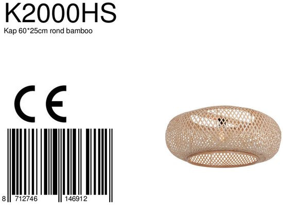 Abat-jour Steinhauer en bambou et bois naturel, Ø 60 cm, E27