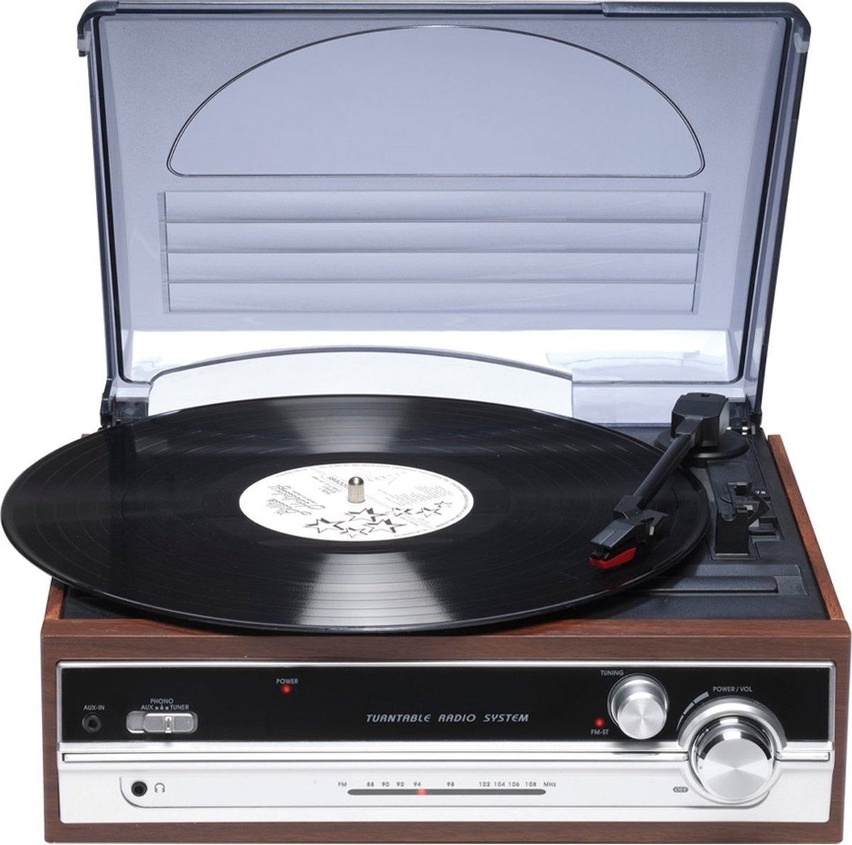 Tourne-disque rétro - Denver - Haut-parleurs intégrés - VPR190 - Bois/Argent