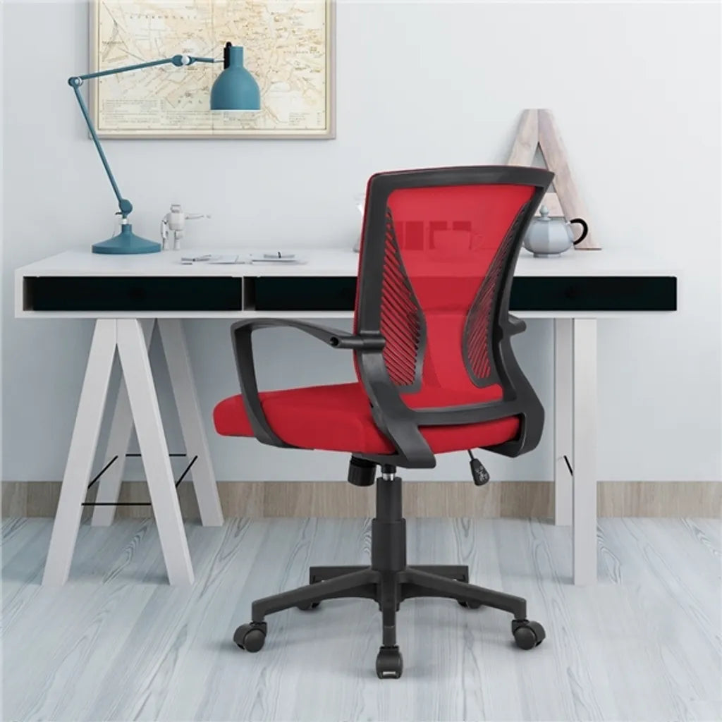 Chaise de bureau ergonomique Yaheetech 60 x 60 x 91-100,5 cm - Rouge - Chaise pivotante réglable avec dossier en maille