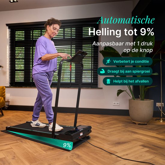 Dreaver Elevate Pro - Tapis de course 2 en 1 pliable, 12 km/h, avec fonction d'inclinaison de 9 % - Application et accessoires inclus - Tapis de course - Treadmill - Tapis de marche - Walking pad - Pour la maison