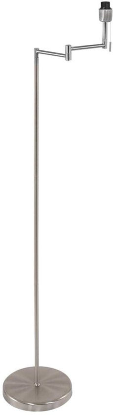 Lampadaire Bella 3879ST couleur acier avec abat-jour en velours gris, rabattable, en métal et textile, hauteur 154 cm, diamètre de l'abat-jour 30 cm - Mexlite