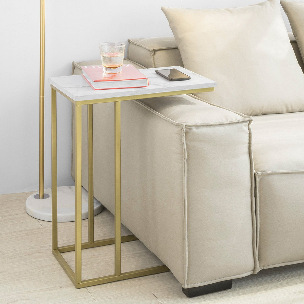 SoBuy FBT87-G Table d'appoint industrielle - Cadre doré - 48x61x30 cm