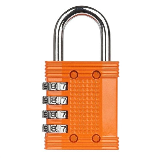 Cadenas LifeGoods - Serrure numérique - 4 chiffres - Résistant aux intempéries - Orange