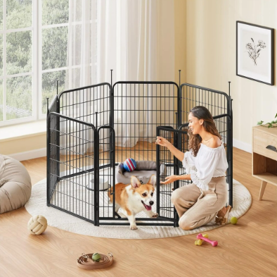 Yaheetech Enclos pour chiots, 8 pièces - Noir - 194,5 x 66 x 80 cm - Pliable avec fermeture rapide
