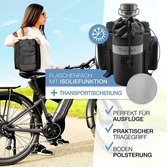 MIVELO - Sacoche de transport - sac à bagages vélo - extensible jusqu'à 20 l - résistant à l'eau - 20 l noir