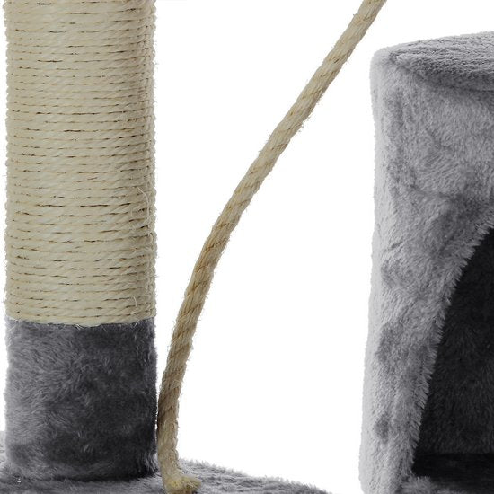 Arbre à chat Cadoca avec 3 zones d'observation, 1 grotte, 2 balles de jeu et une corde.