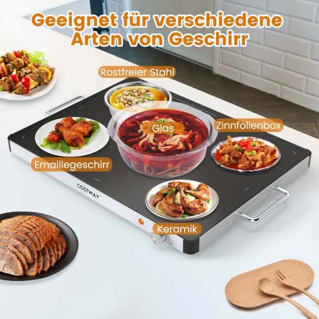 Plaque chauffante électrique Coast 400 W – 30-120 °C – 61 x 42 x 4 cm – Noir