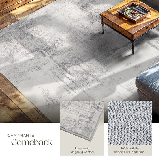 Tapis tectake® au design vintage - Tapis à poils courts pour le salon, la chambre d'enfant, la chambre à coucher ou le couloir - Lavable - Différentes dimensions - 240 x 340 cm - beige/gris