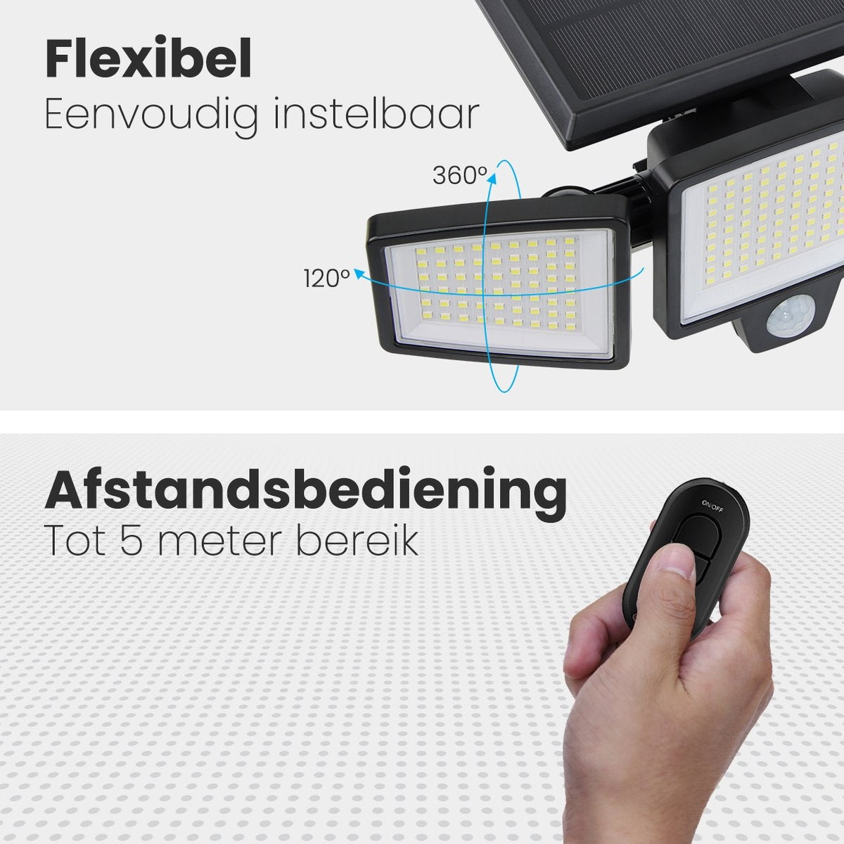 Auronic Lampe solaire d'extérieur avec détecteur de mouvement - Applique murale avec détecteur - Solaire - 210 LED - IP65 - Noir