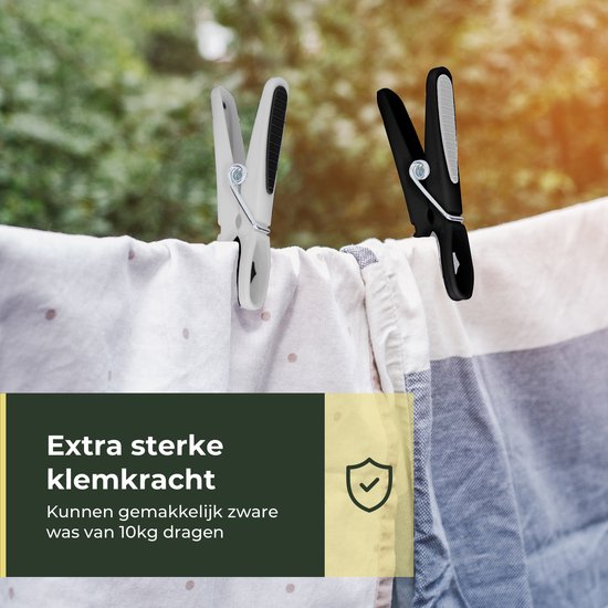 Gandria Pinces à linge 48 pièces - Pinces à linge en plastique - Lot de 48 pinces à linge en plastique - Pinces à linge pour portemanteau 10 Kg - Noir/Blanc et Blanc/Noir