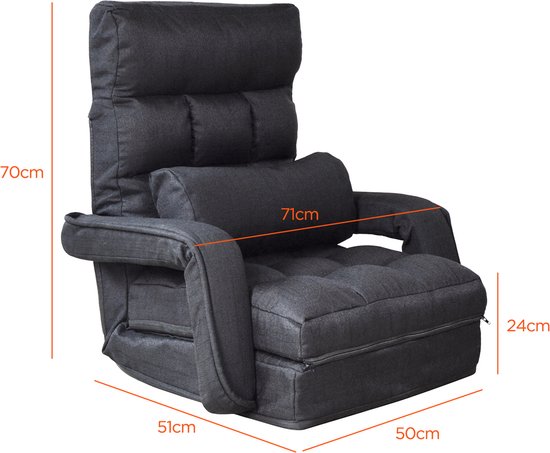 VDD Gaming - Chaise longue - Se plie en un fauteuil inclinable - Noir -71x51x50cm